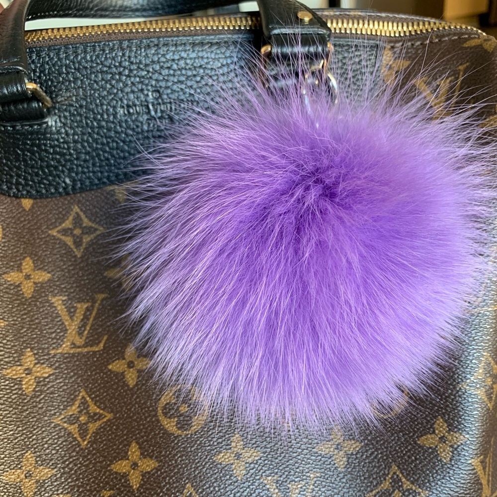 Adrienne Landau fur rabbit pom keychain